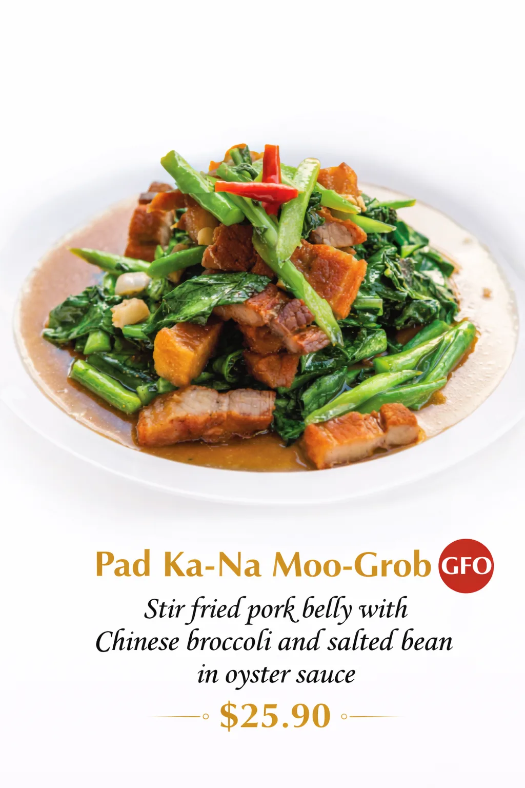Pad Ka-Na Moo-Grob